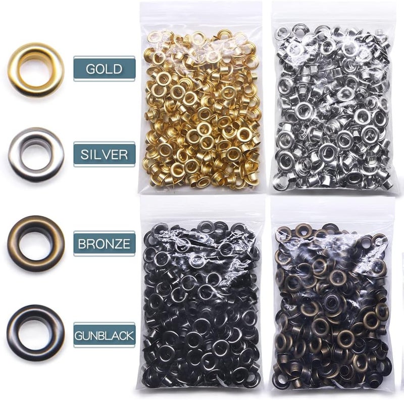 SEMINI Grommet Kit 800 Sets Gronmets Eyelets with 3 Pieces Install Tool Kit, 4 Colors - Image 3